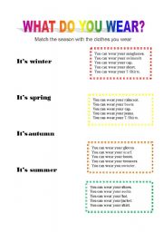 English Worksheet: Seasons and clothes