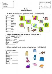 English Worksheet: Clothes Examination