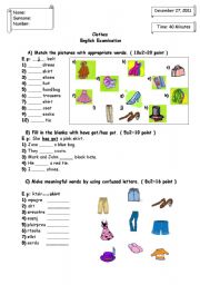 English Worksheet: Clothes Examination
