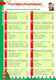 English Worksheet: Grammar Quiz Set (1)  -  Simple Present or Present Continuous?