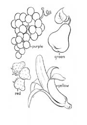 English Worksheet: colours and fruits