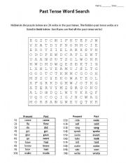 English Worksheet: Past Tense Word Search