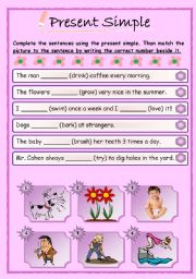 English Worksheet: Present Simple and Reading Comprehension