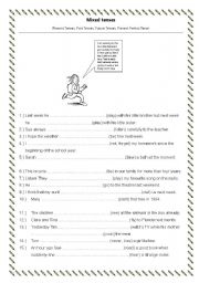 English Worksheet: Mixed Tenses (Present, Past, Future, Present Perfect)