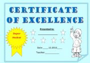 English Worksheet: CERTIFICATE FOR KIDS