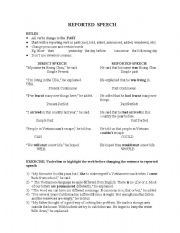 English Worksheet: Reported Speech