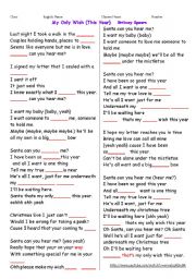 English worksheet: song my only wish 