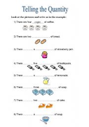 English Worksheet: Telling the Quantity Exercises