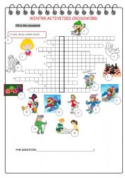 English Worksheet: Winter Activities Crossword