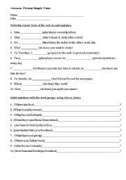 English Worksheet: Present Simple