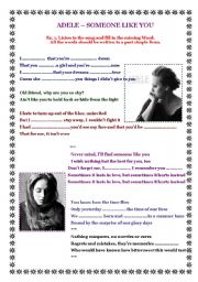 English Worksheet: Adele - someone like you - past form of verbs.