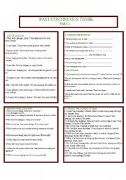 English Worksheet: past contnuous tense 