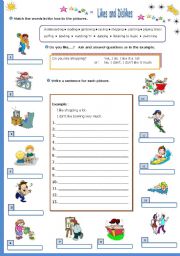 English Worksheet: Likes and Dislikes
