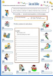 English Worksheet: Likes and Dislikes