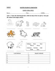 English Worksheet: Holidays Homework