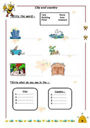 English worksheet: Things we see in both  city and coyntry