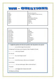 English Worksheet: WH- Questions 