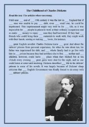 English Worksheet: The Childhood of Charles Dickens