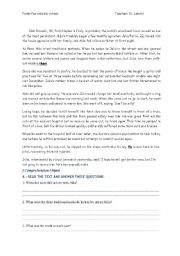 English Worksheet: Reading comprehesion