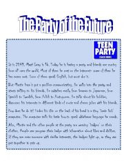 English Worksheet: Reading: Party of the Future!