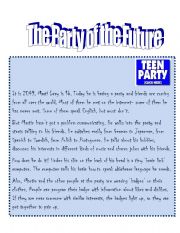 English Worksheet: Reading: Party of the Future!