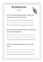 English Worksheet: writing about the jobs