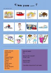 English Worksheet: Actions and Ability ( Can you...? ) 