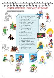 English Worksheet: Winter Activities - What are they doing?