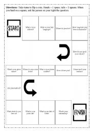 English worksheet: Personal Information Game