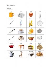 English worksheet: words with pictures for tea-break