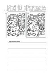 English Worksheet: Spot the Differences TOY ROOM