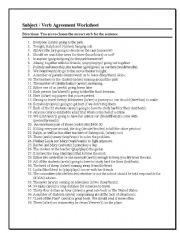 Subject Verb Agreement - Esl Worksheet By Aikong