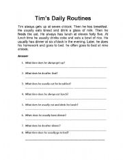 English Worksheet: Daily routine