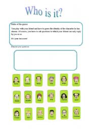 English worksheet: who is it?
