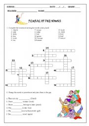 English Worksheet: plural of the nouns