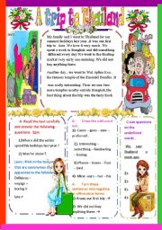 English Worksheet: A trip to Thailand