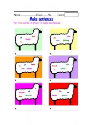 English Worksheet: sheep word order