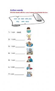 English worksheet: Action Words By Malot Docot