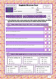 Physical appearance and clothes Test (8th grade: topic - 