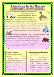 English Worksheet: Adventure in the Desert