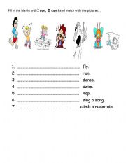 English worksheet: can -cant
