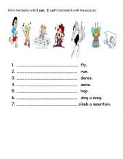 English Worksheet: can -cant