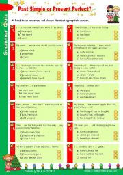 English Worksheet: Grammar Quiz set (4)  -  Past Simple or Present Perfect?