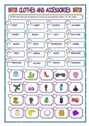 English Worksheet: CLOTHES AND ACCESSORIES