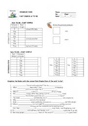 English Worksheet: Grammar Page - Past TO BE