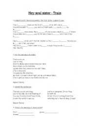 English Worksheet: Song Hey Soul Sister, by Train