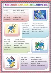 English Worksheet: smurfs characters