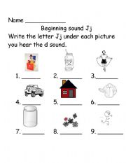 English Worksheet: Beginning sounds Jj 