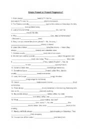 English Worksheet: Simple Present or Present Progressive