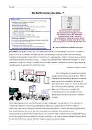 English Worksheet: Education - for classroom / oral exam / written exam - pre-intermediate